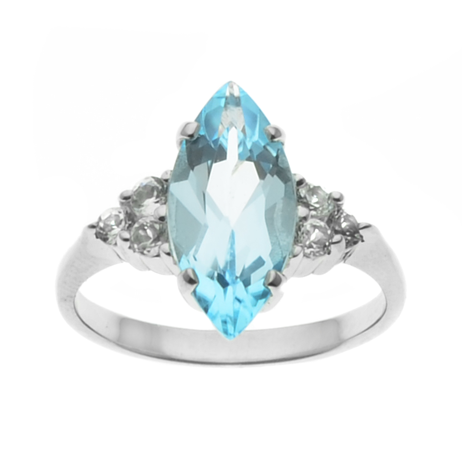 Sterling Silver Sky Blue Topaz Marquise Center Stone Ring