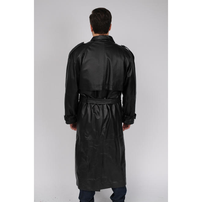 Excelled Men's Big and Tall Leather Trench Coat Online Exclusive