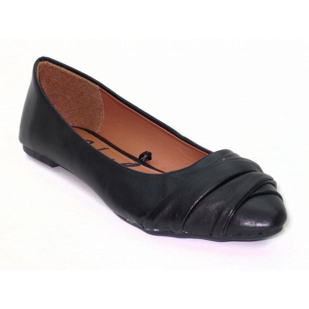 Women's "Beckie" Ballerina Flat Shoes in Black Synthetic Leather