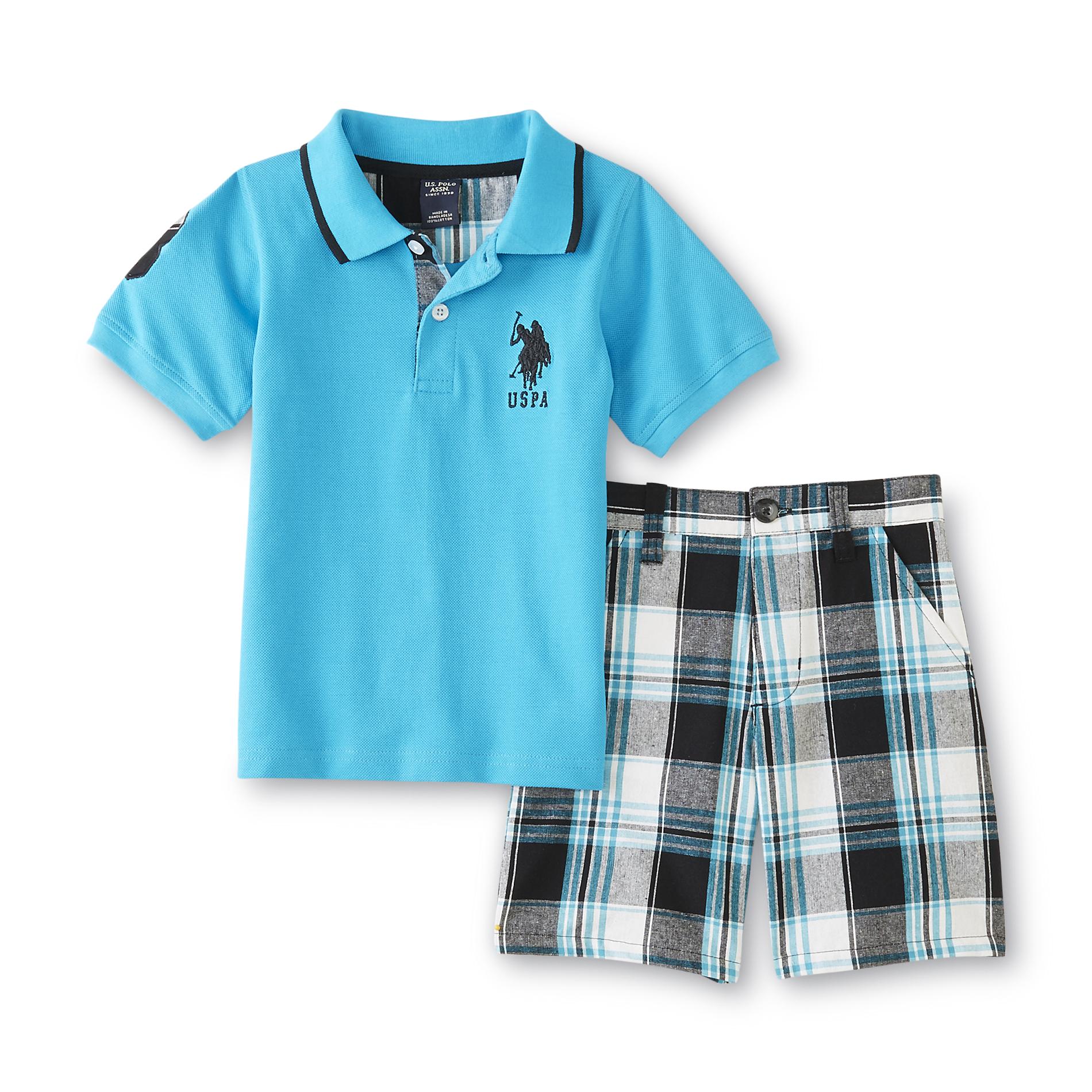 U.S. Polo Assn. Infant & Toddler Boy's Polo Shirt & Shorts Plaid