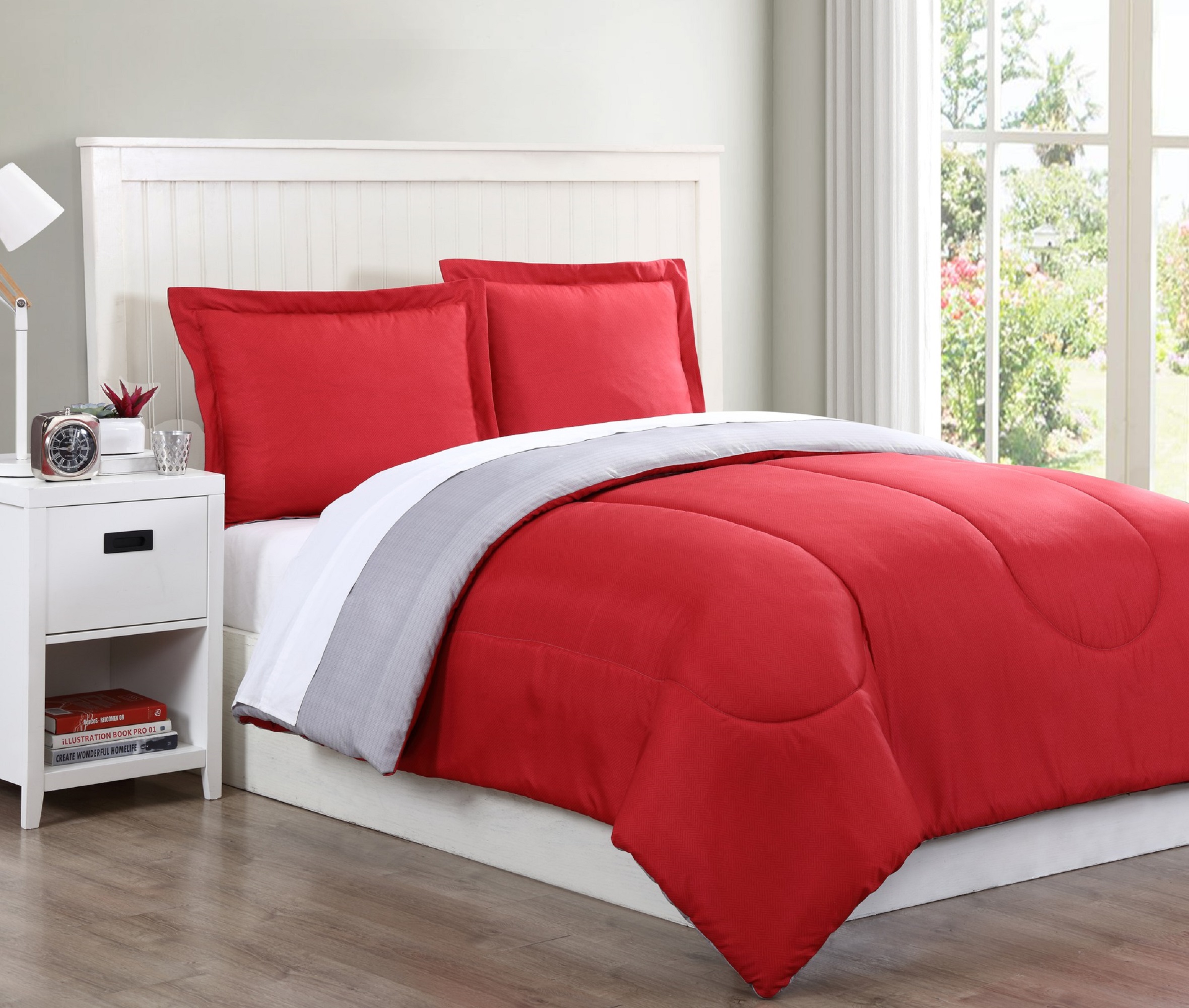 Essential Home Microfiber Comforter Set Red and Grey Shop Your Way