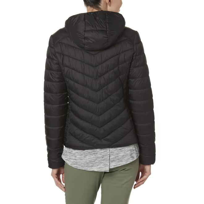 Simply Styled Women's Packable Hooded Puffer Coat & Storage Bag