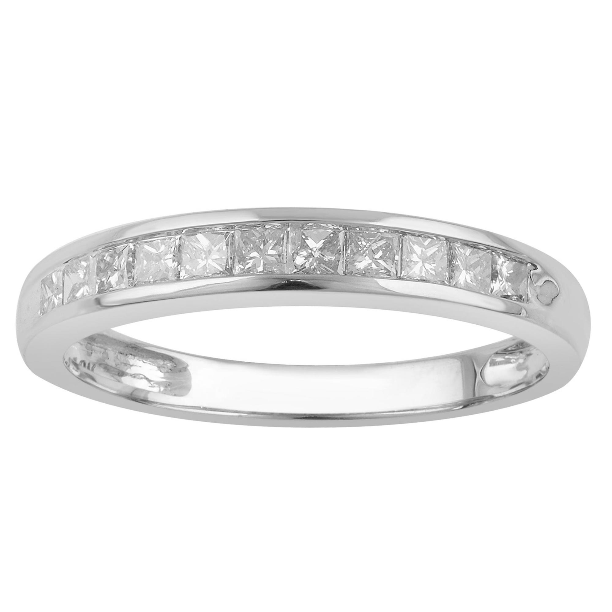 Tradition Diamond 10K White Gold .5 CTTW Certified Square Diamond Channel Set Band