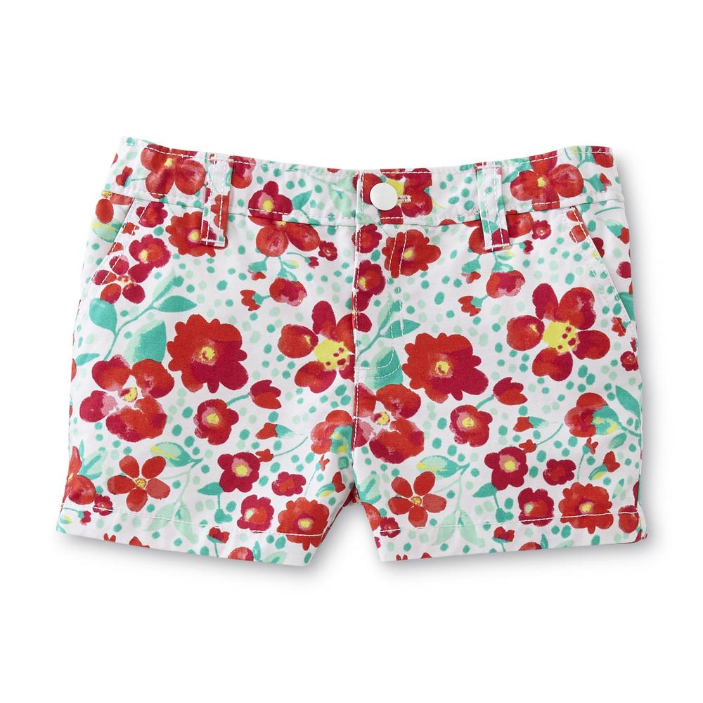 Girl's Twill Shorts - Floral Print