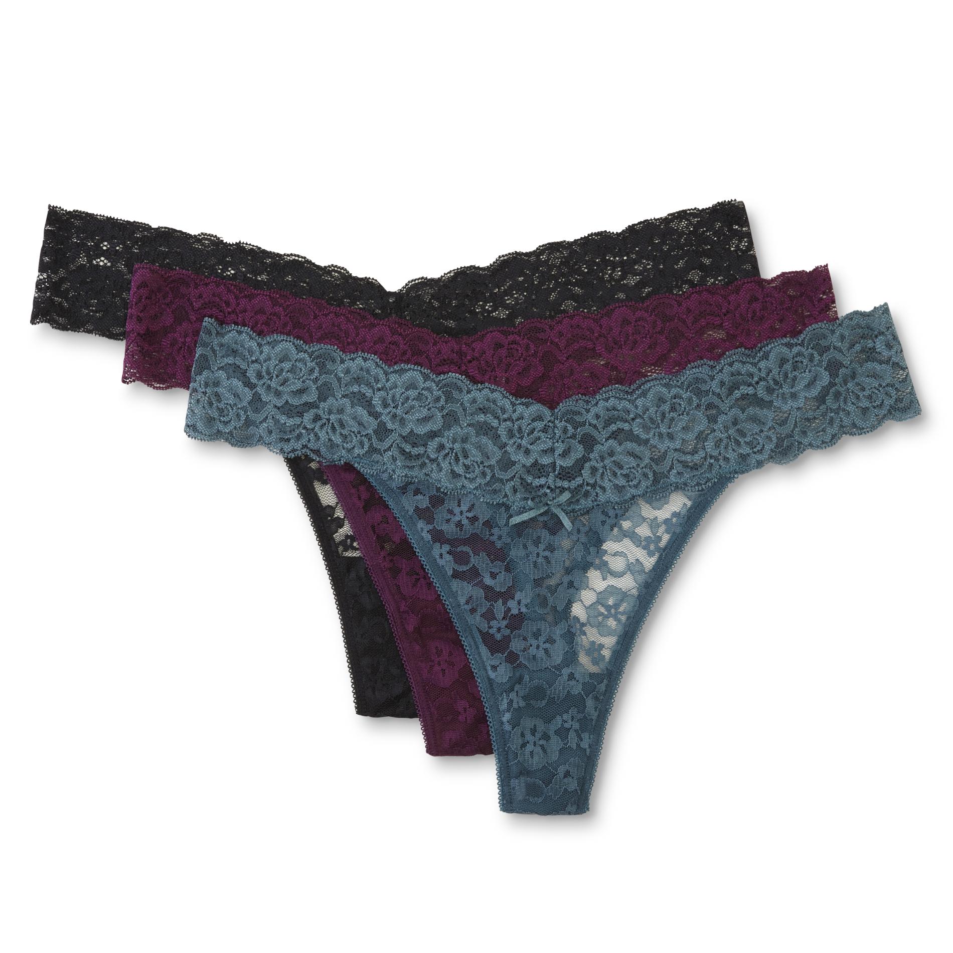 Simply Styled Women's 3Pack Lace Thong Panties Shop Your Way Online