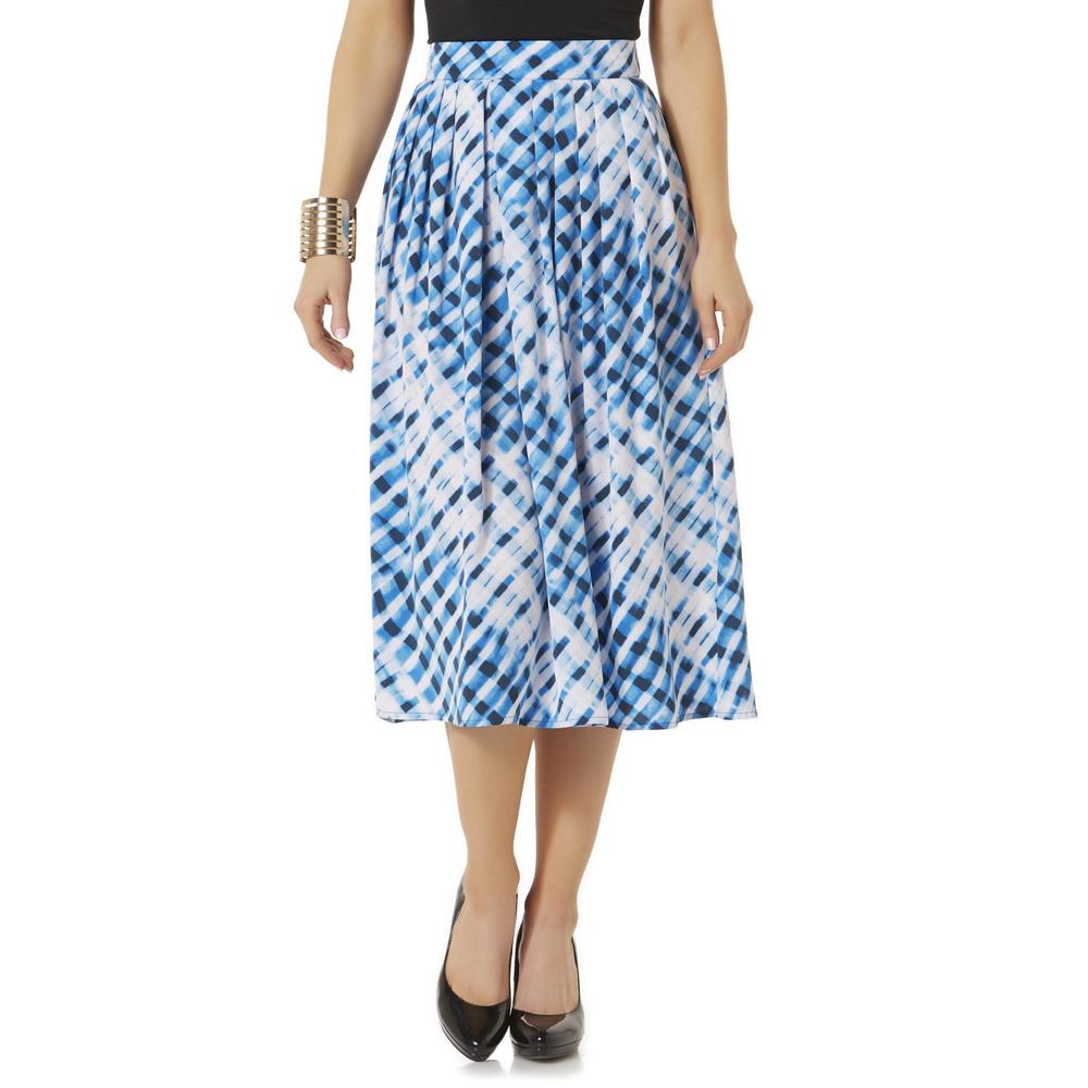 Women's Pleated Skirt - Grid