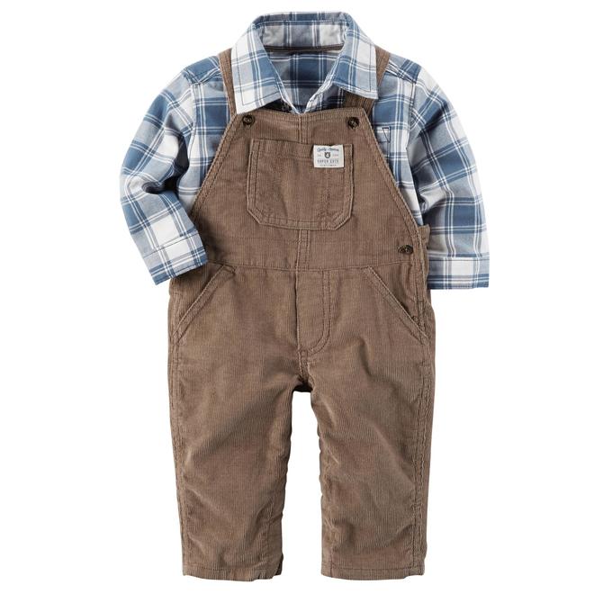 Carter's Infant Boys’ Top & Corduroy Overalls Set Plaid
