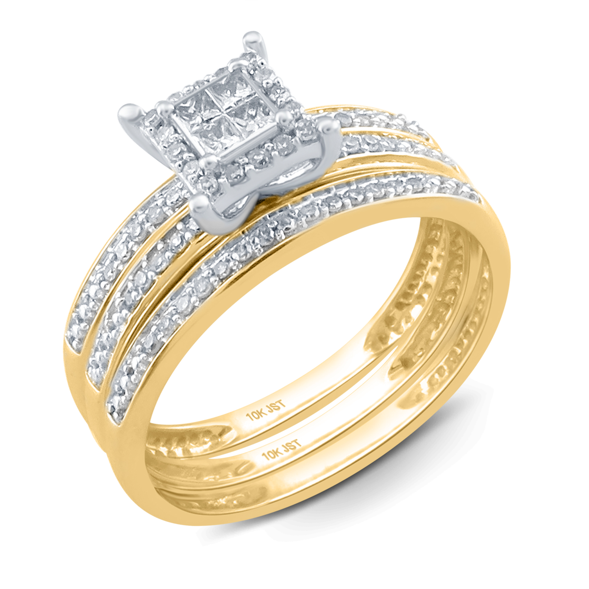 Tradition Diamond 10K Yellow Gold 1/4 CTTW Certified Diamond Ring Set