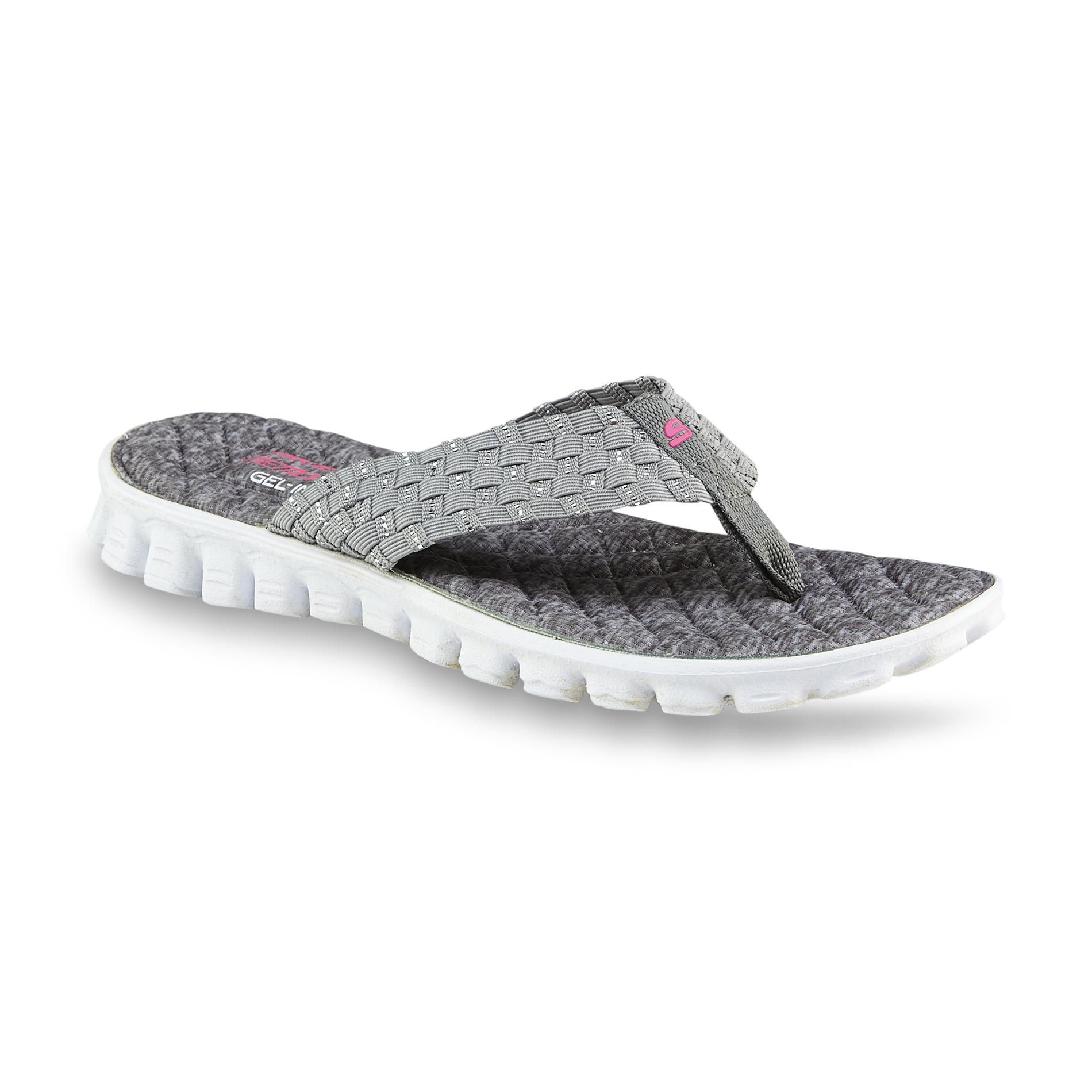 Women's Beach Weave Gray Memory Foam Flip-Flop