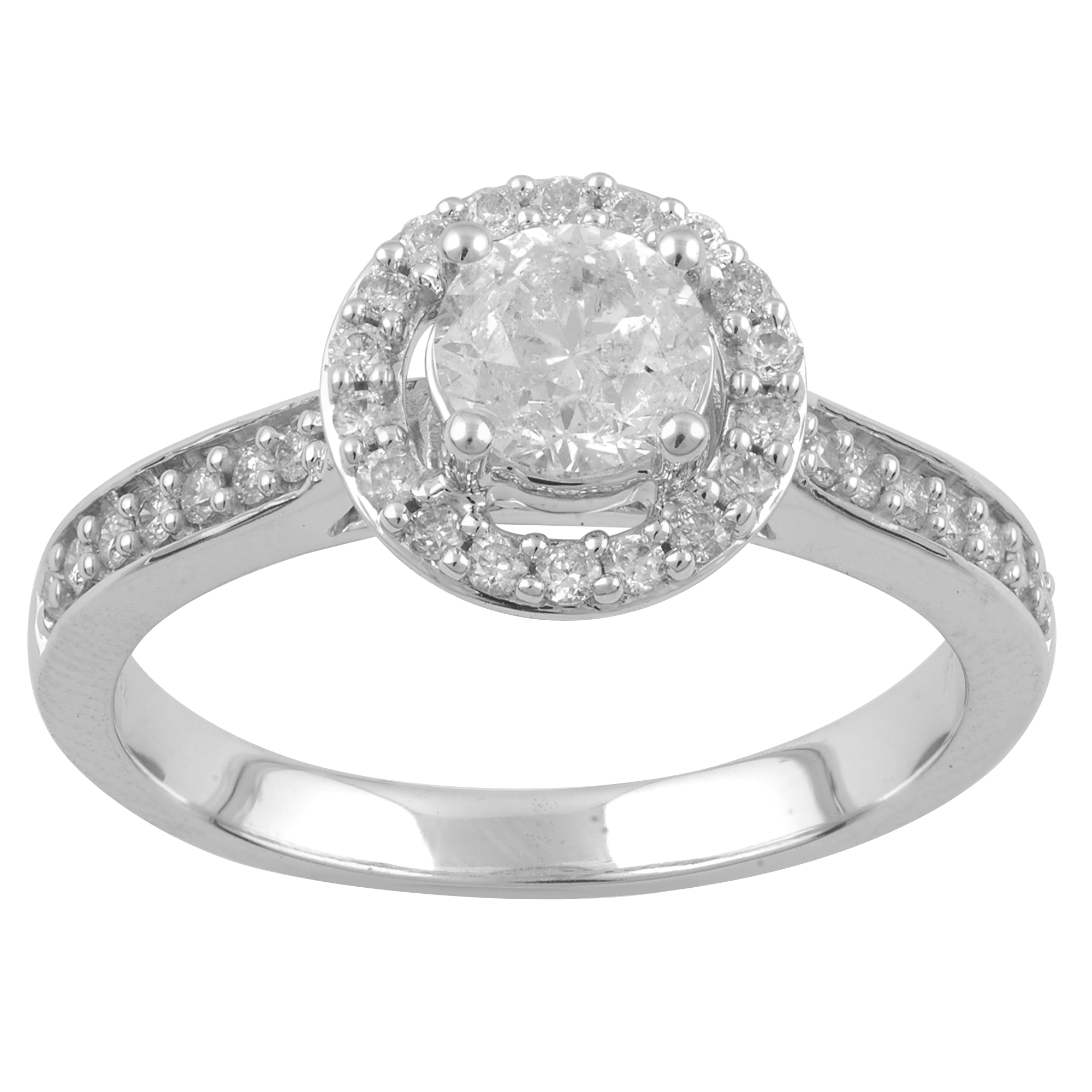 Tradition Diamond 14k White Gold 1 CTTW Certified Diamond Round Halo Solitaire Plus Ring