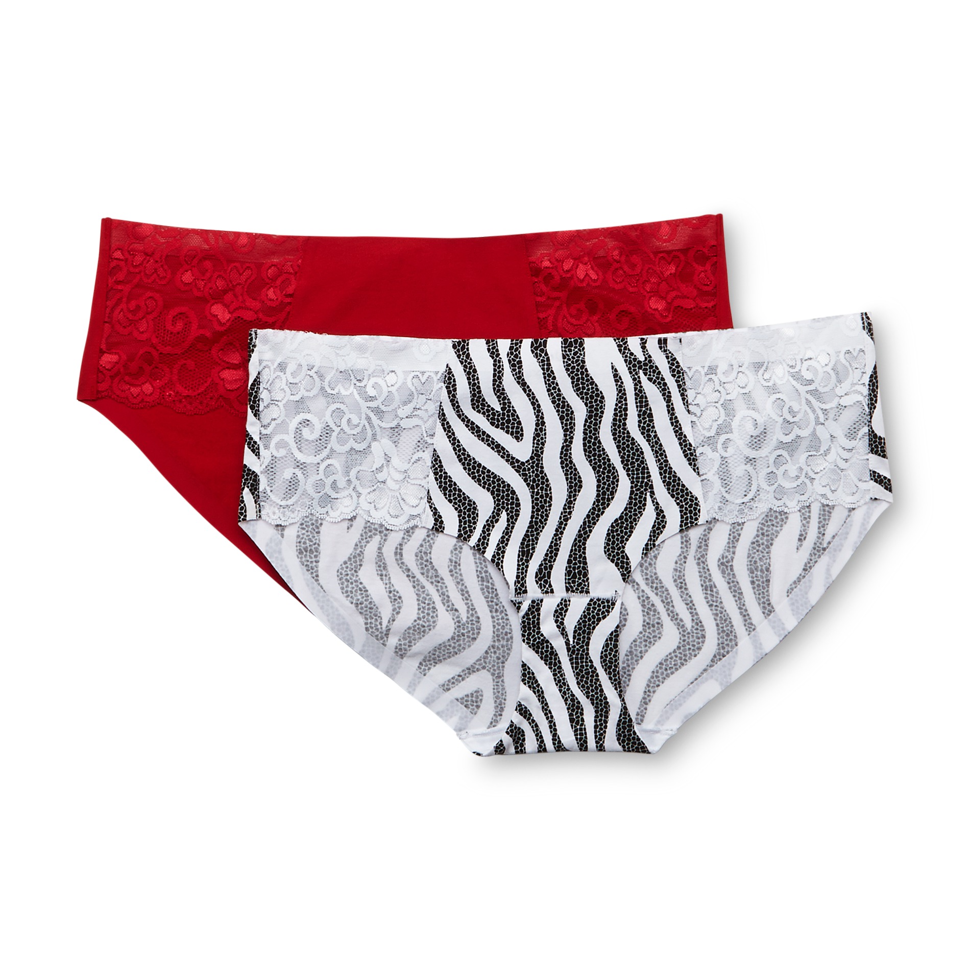Imagination by Lamour Women's 2Pack Lace Hipster Panties Zebra Print