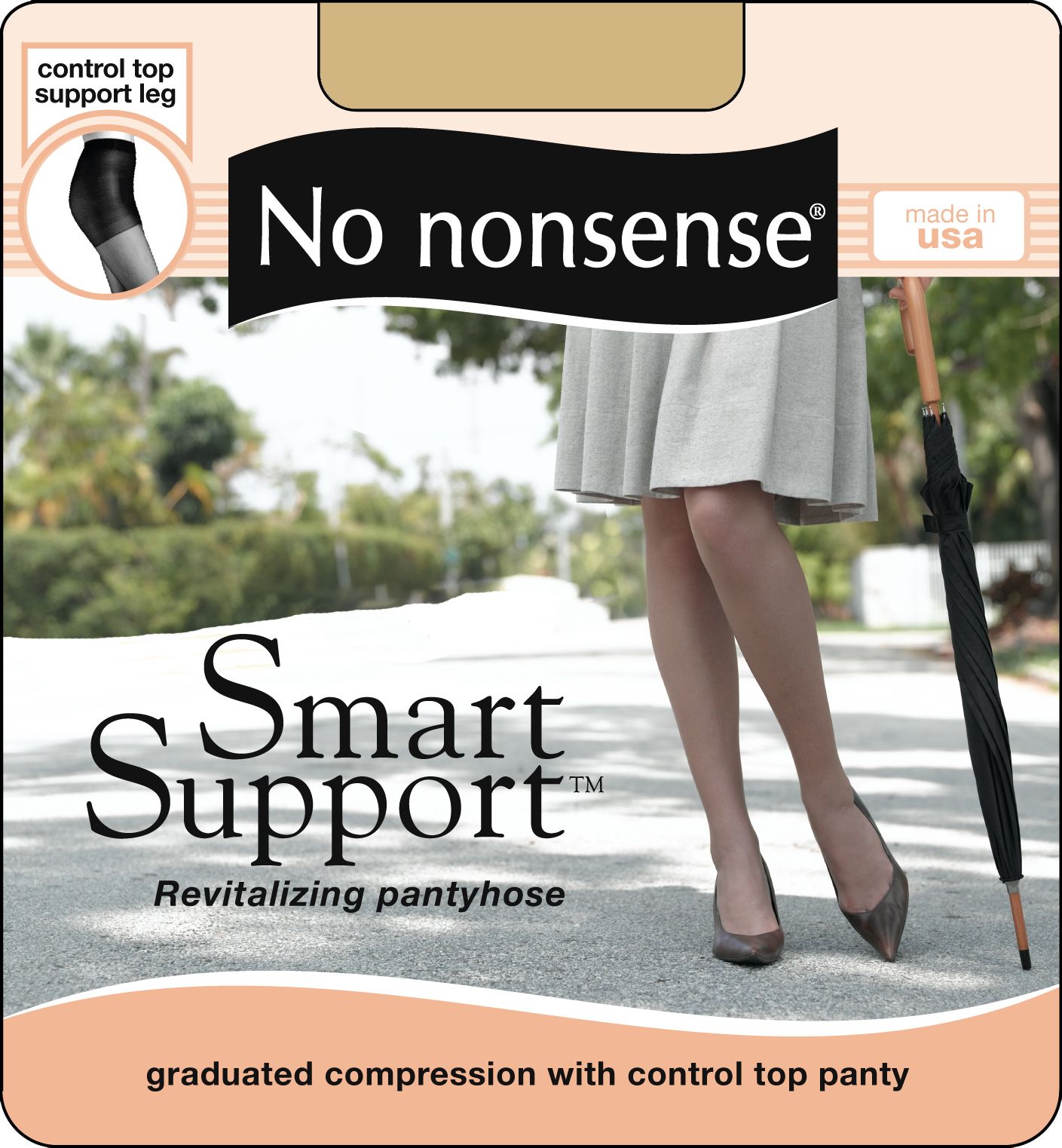 No Nonsense Womens Graduated Compression Smart Support Pantyhose