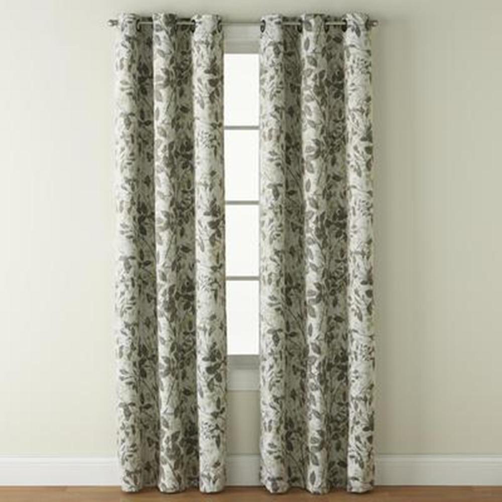 Room Darkening Grommet Curtain Window Panel Leaf print