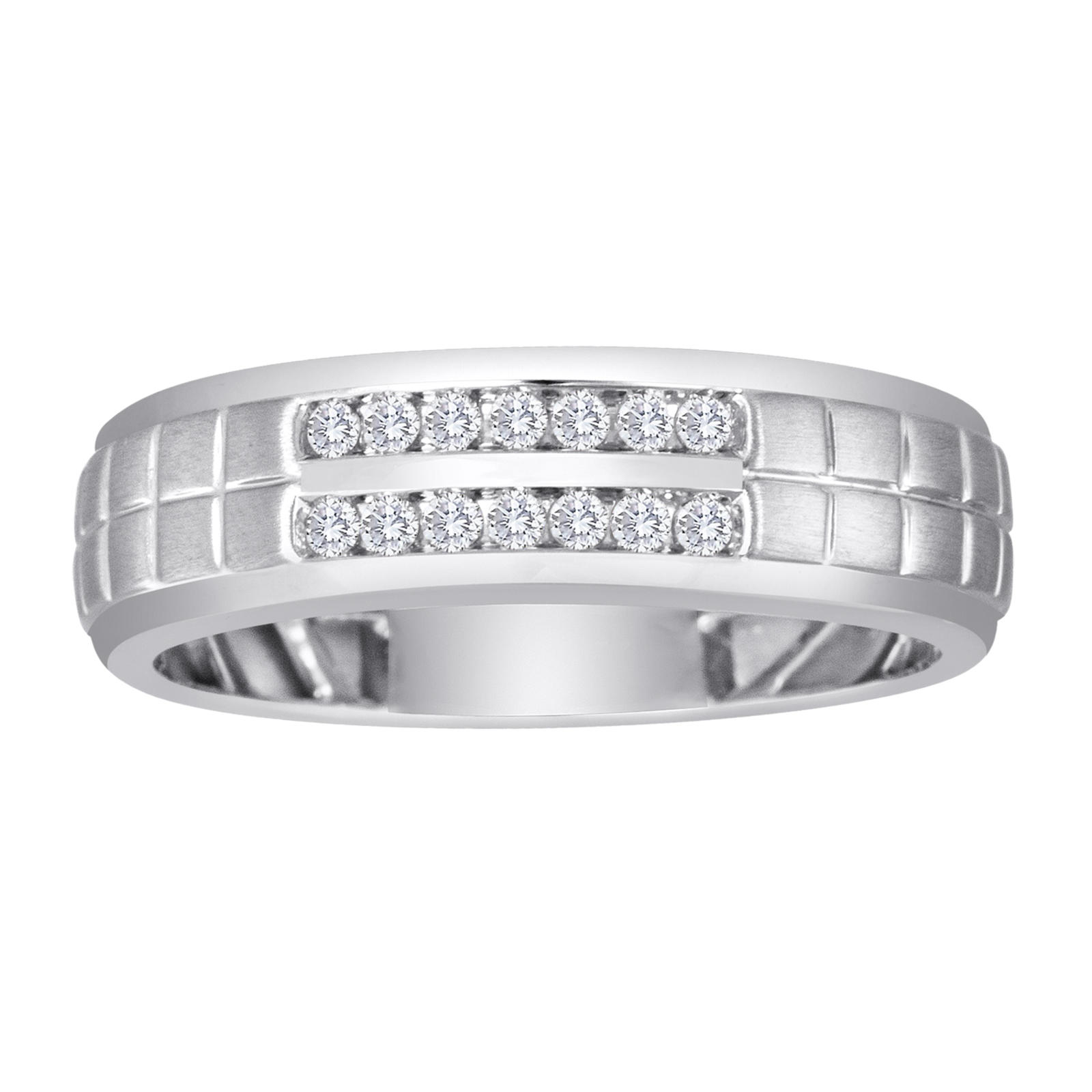 Linked In Love Platin&#233;e 1/5CTTW Diamond Mens Wedding Band - Size 10.5 Only