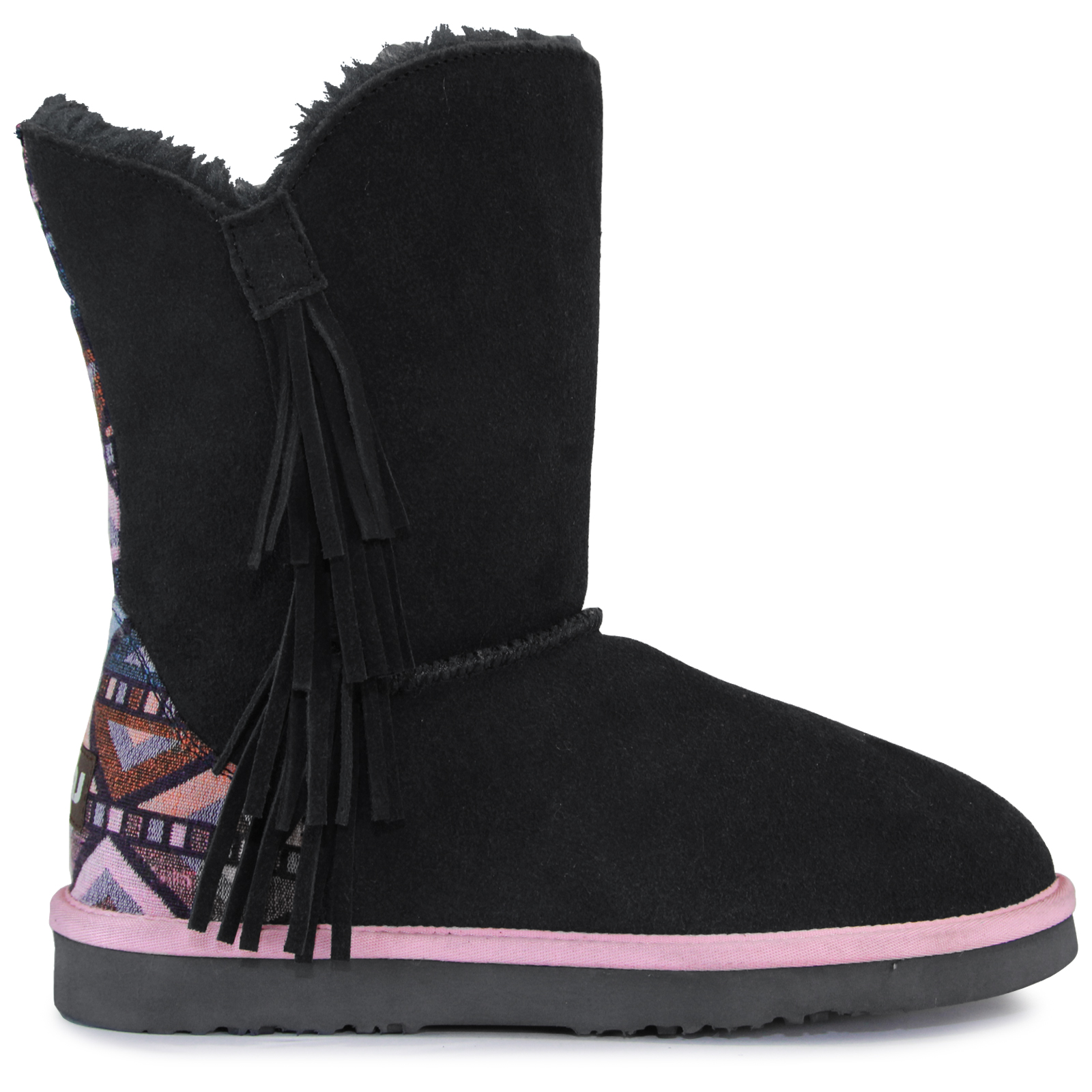 Women's Essex Fringe Suede Black/Pink Boot