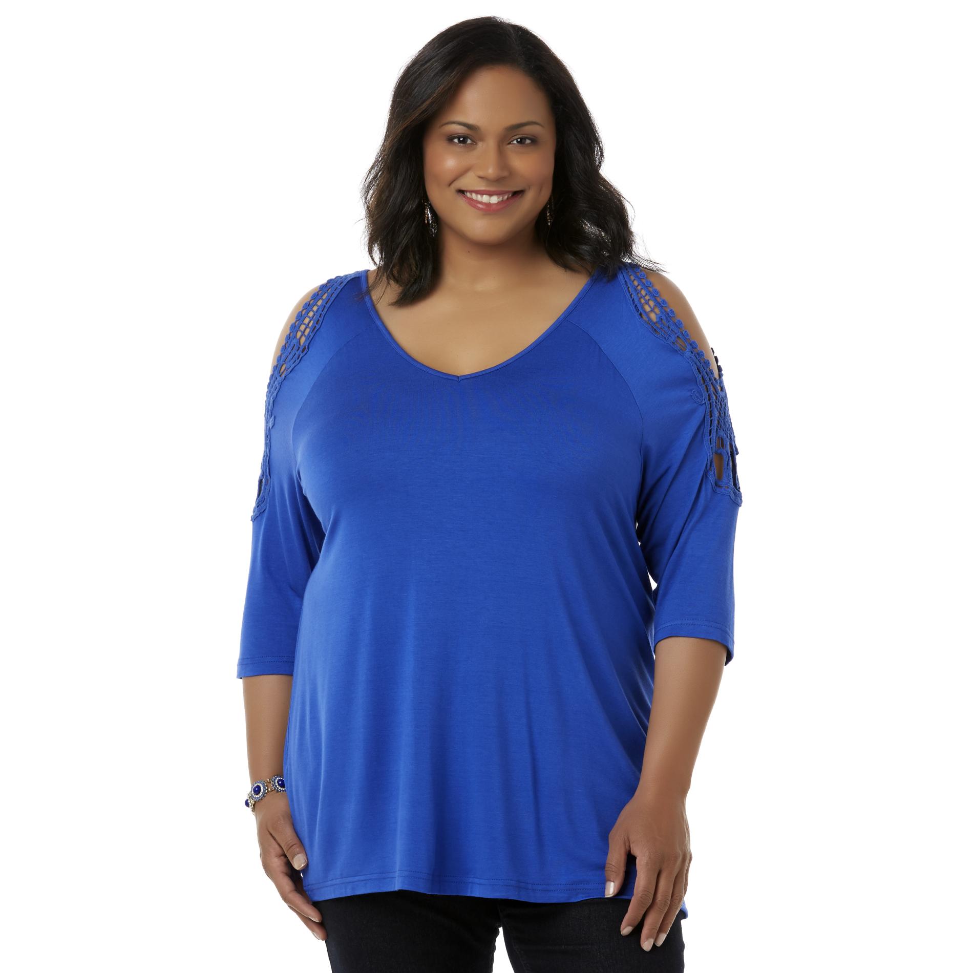 Jaclyn Smith Women's Plus Cold Shoulder Top Kmart