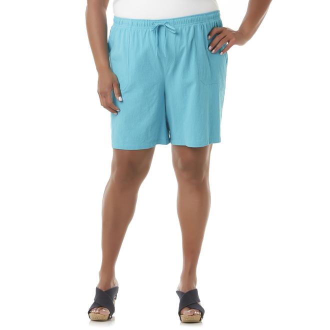 Basic Editions Women's Plus Woven Shorts Kmart