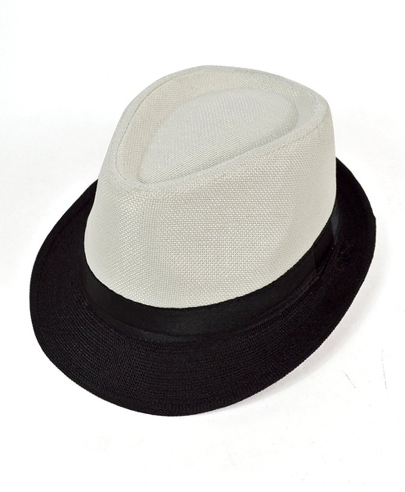 Men's Ivory Linen Black Brim Fedora Hats