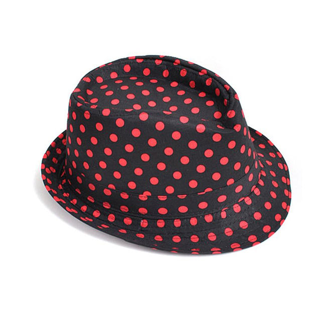 Selininy Black & Red Polka Dot Fedora Hat Clothing Bags