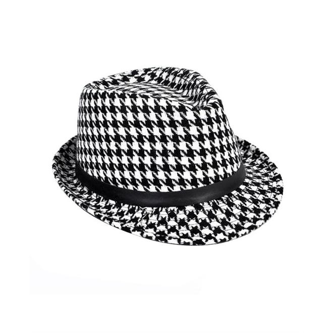 Selininy Houndstooth Pattern Men's Fedora Hat Clothing Bags