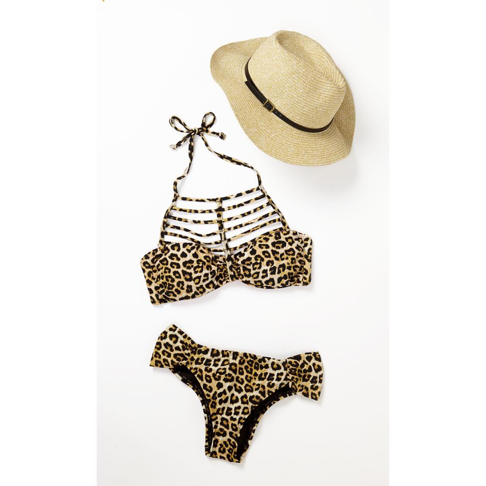 Junior's Strappy Bikini Swim Bottoms - Leopard Print