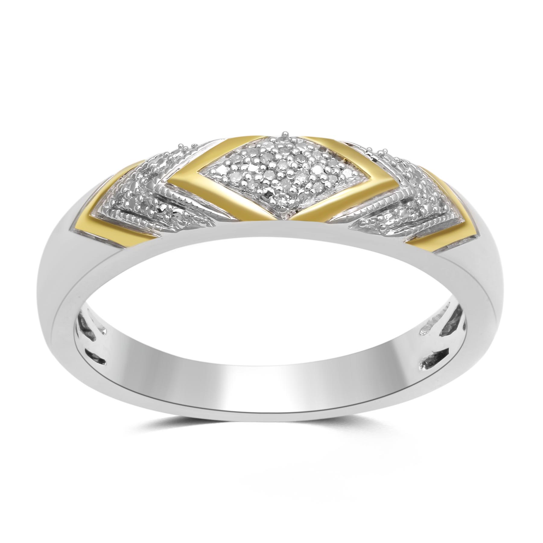 Sterling Silver Diamond Accent Two Tone Mens Ring
