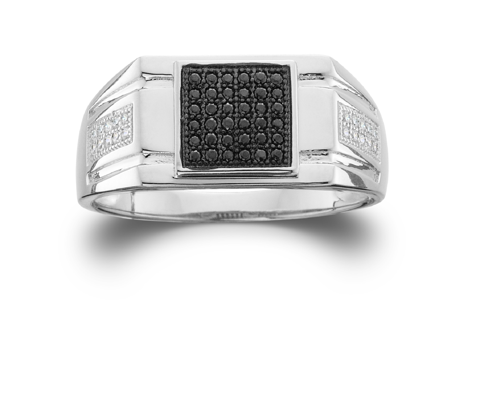 Men's Black and White Cubic Zirconia Ring Sterling Silver