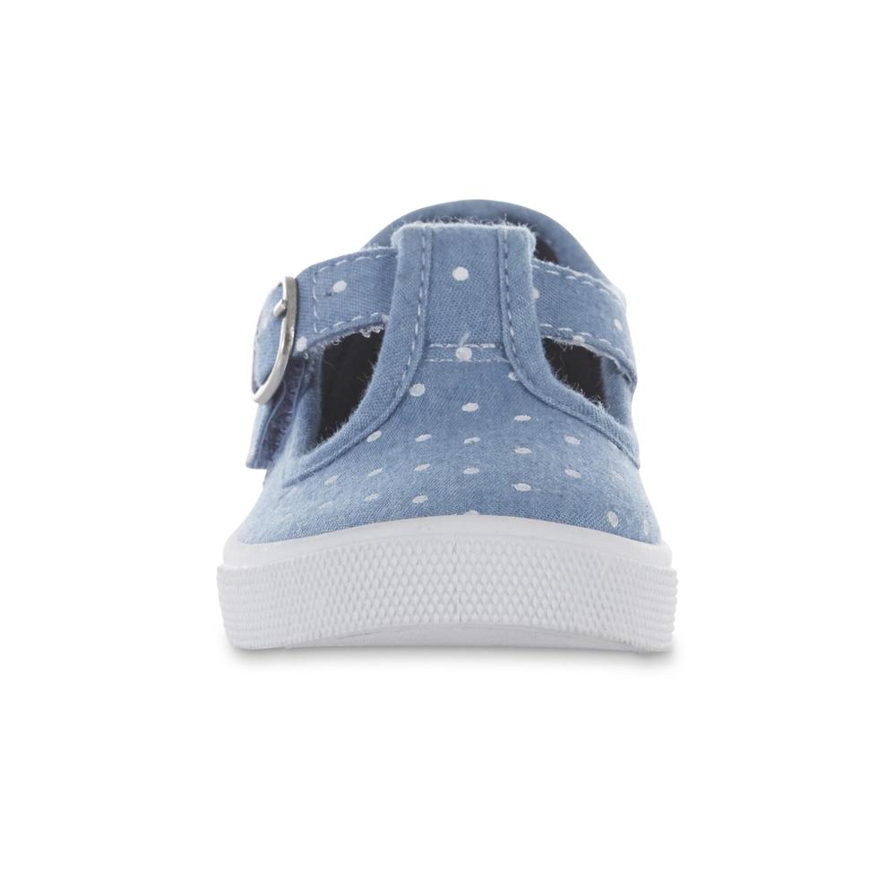 Girl's Lorna Blue/Polka-Dot T-Strap Sneaker