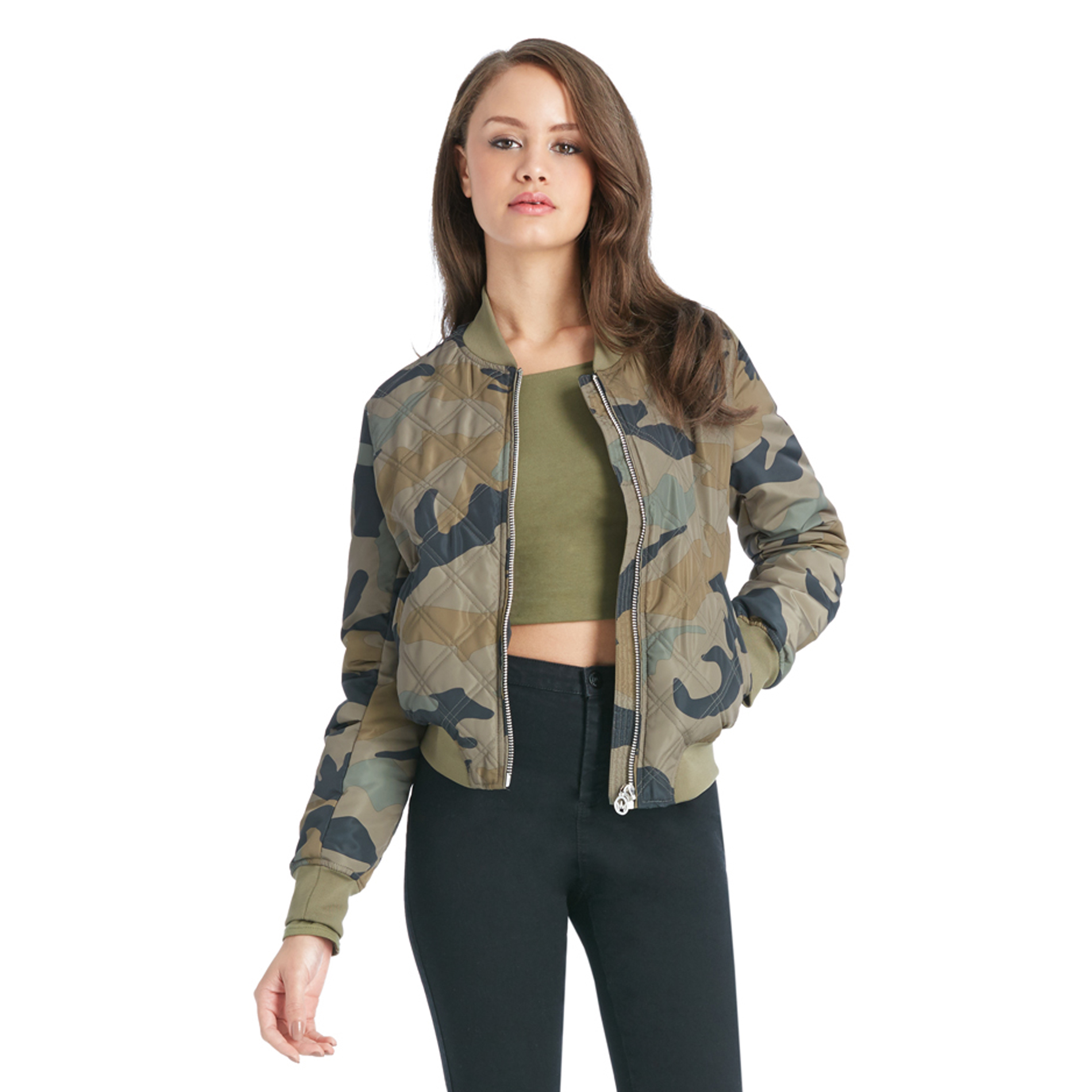 Nicki Minaj Women's Quilted Bomber Jacket Camo Shop Your Way
