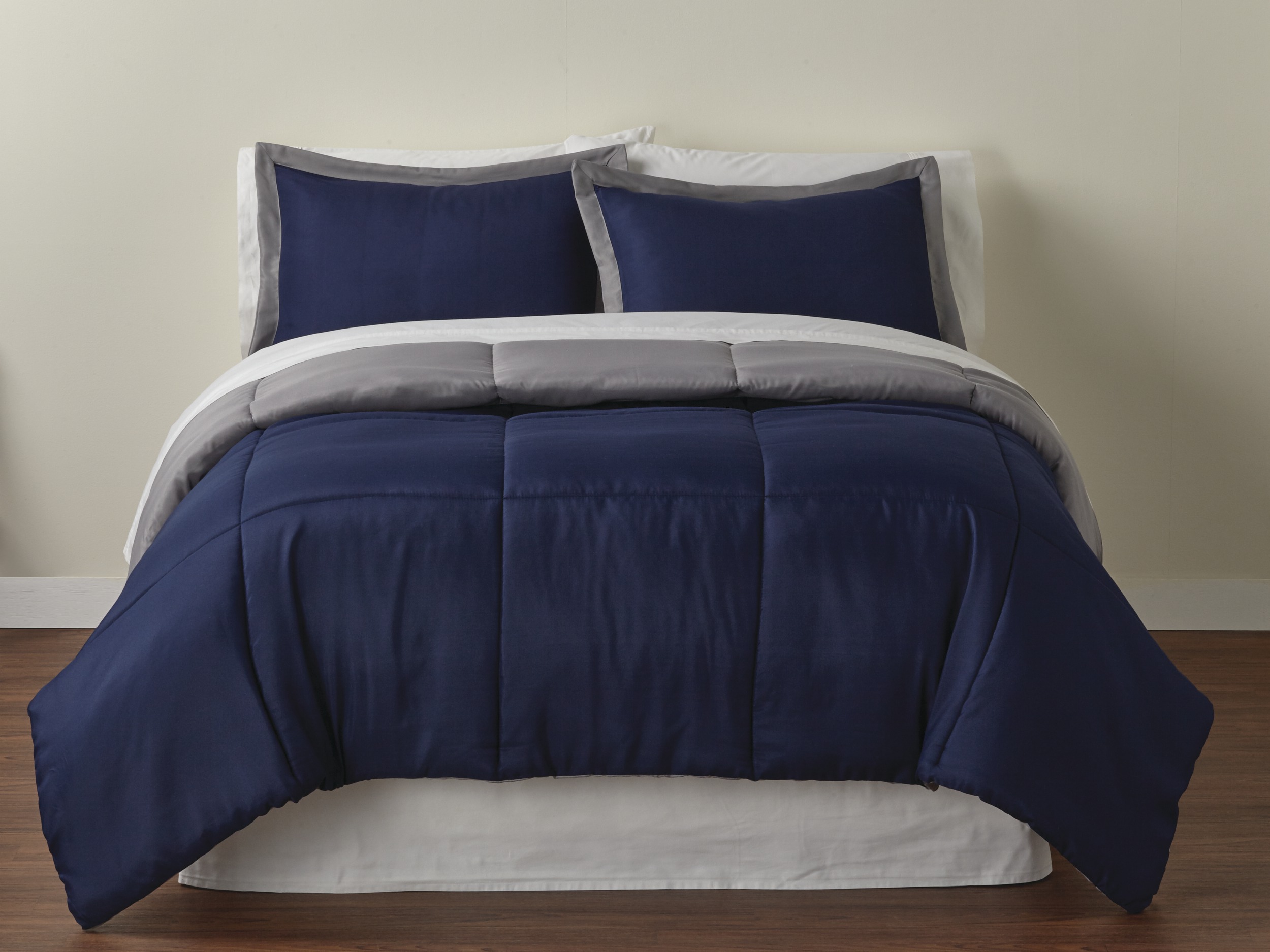 Colormate Reversible Comforter Set Navy/Gray Shop Your Way Online
