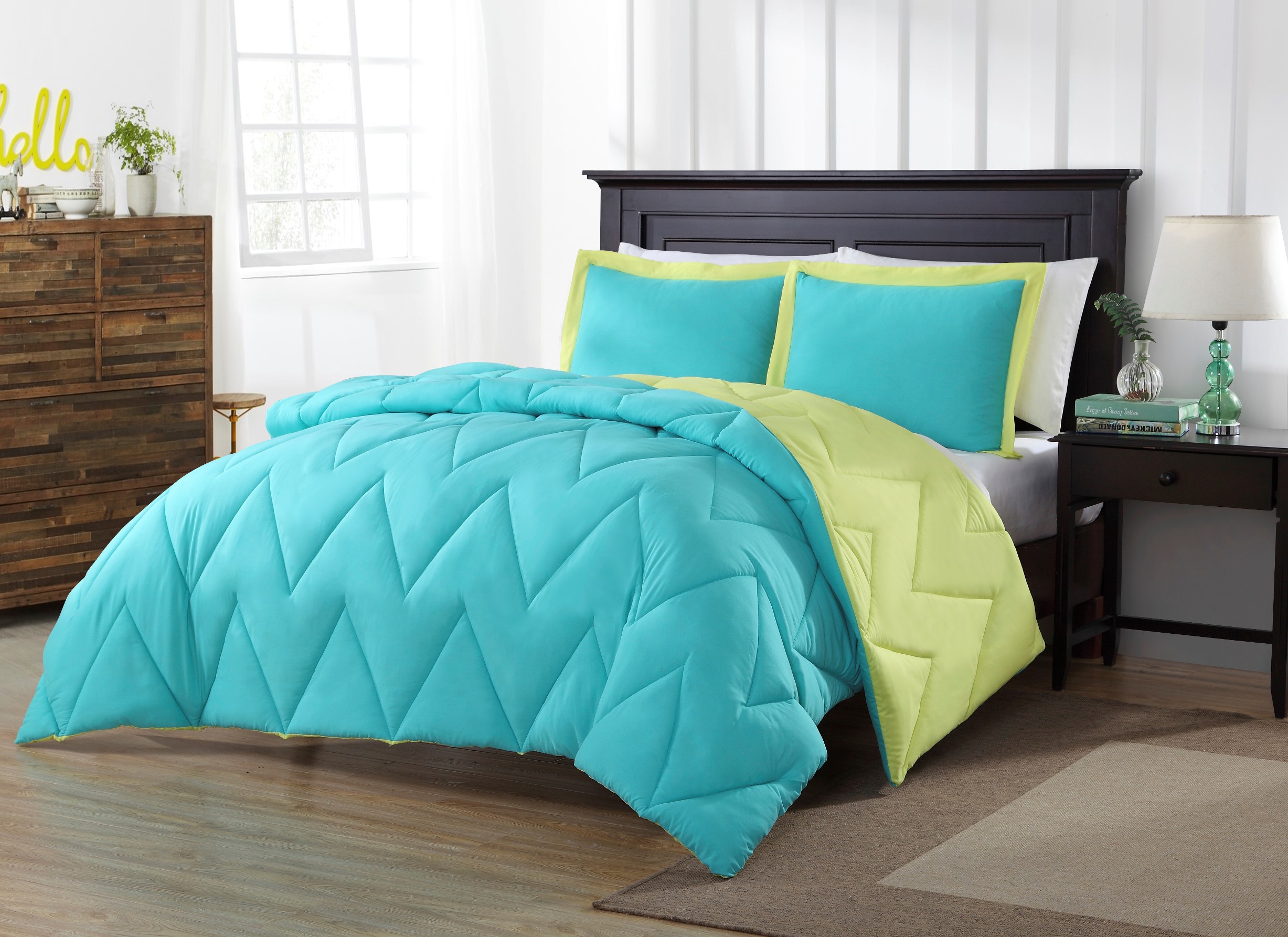 Mini Comforter Set - Aqua/Lime