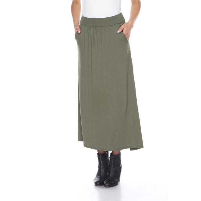 White Mark Maxi Skirt with pockets