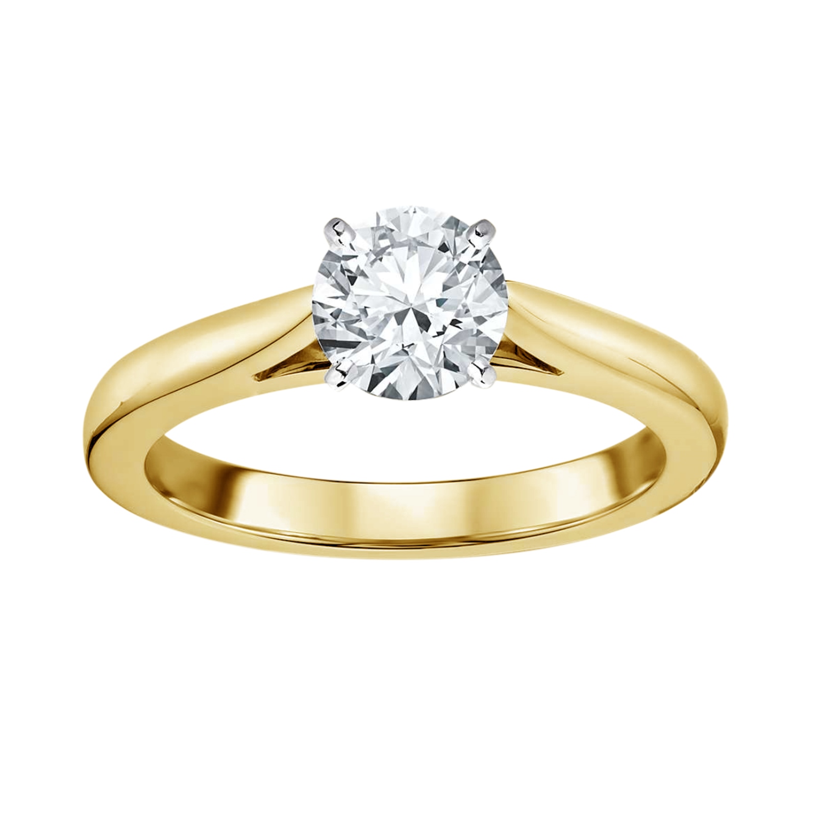 Tradition Diamond 14K Yellow Gold 1 Carat Certified Round Diamond Ring