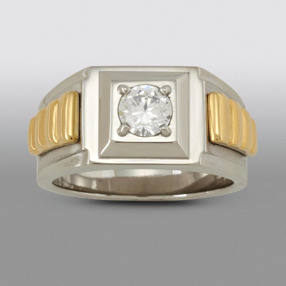 Two-tone Stainless Steel & Cubic Zirconia Ring