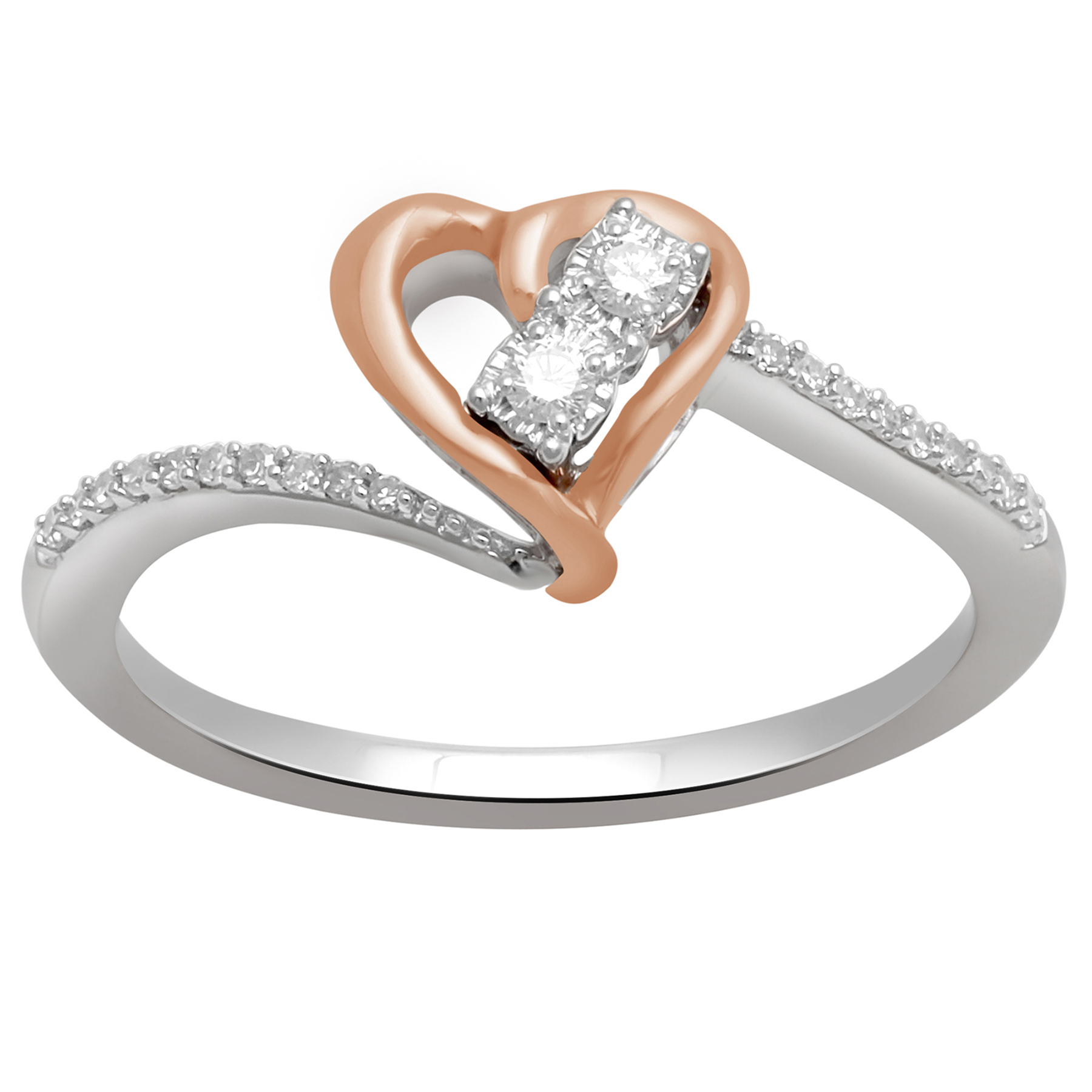 Eternal Treasures Women's 1/10 cttw. Rose Gold over Sterling Silver Heart Ring