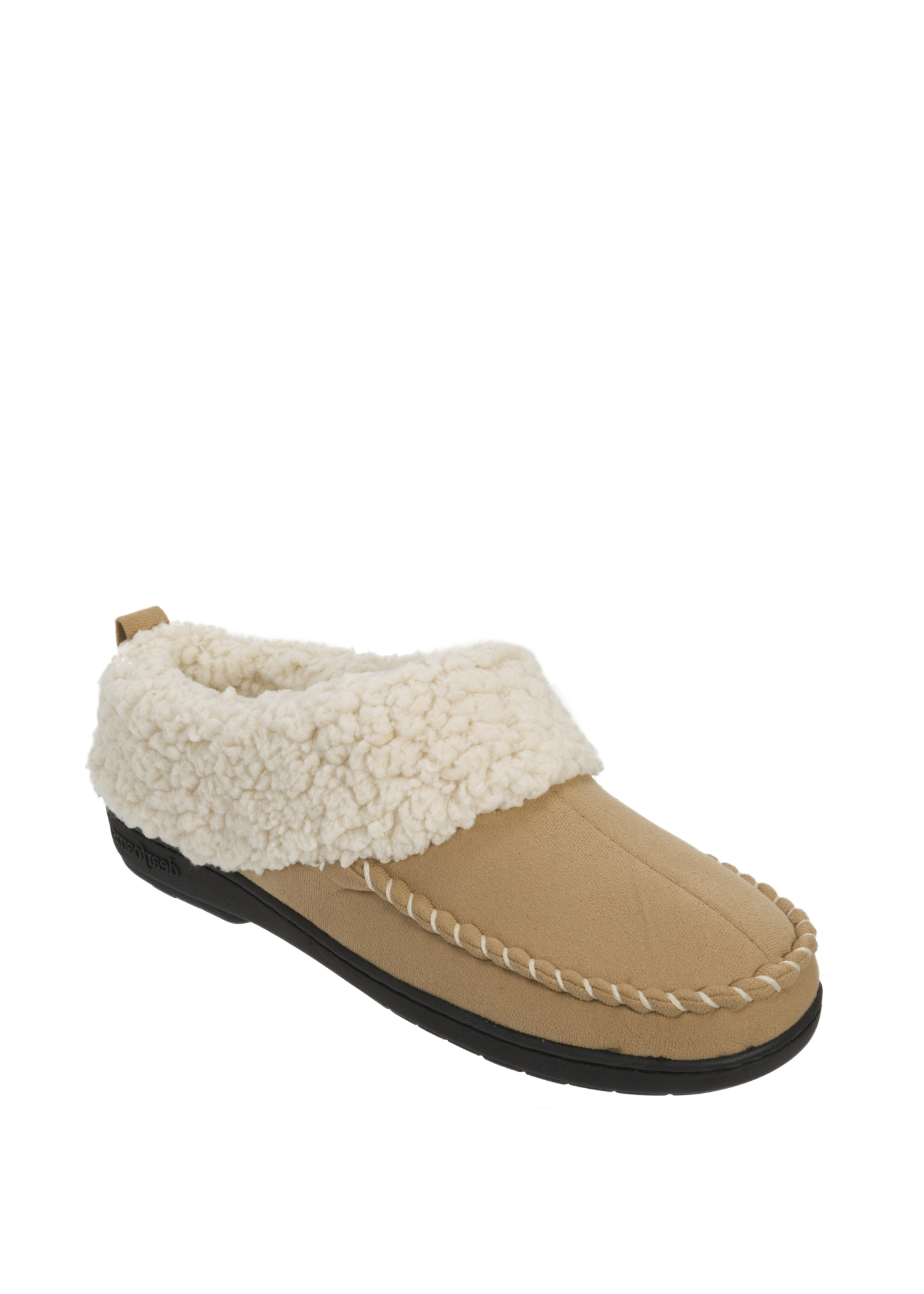 Dearfoams Women&#39;s Microsuede Clog Slipper with Whipstitch Tab and Memory Foam