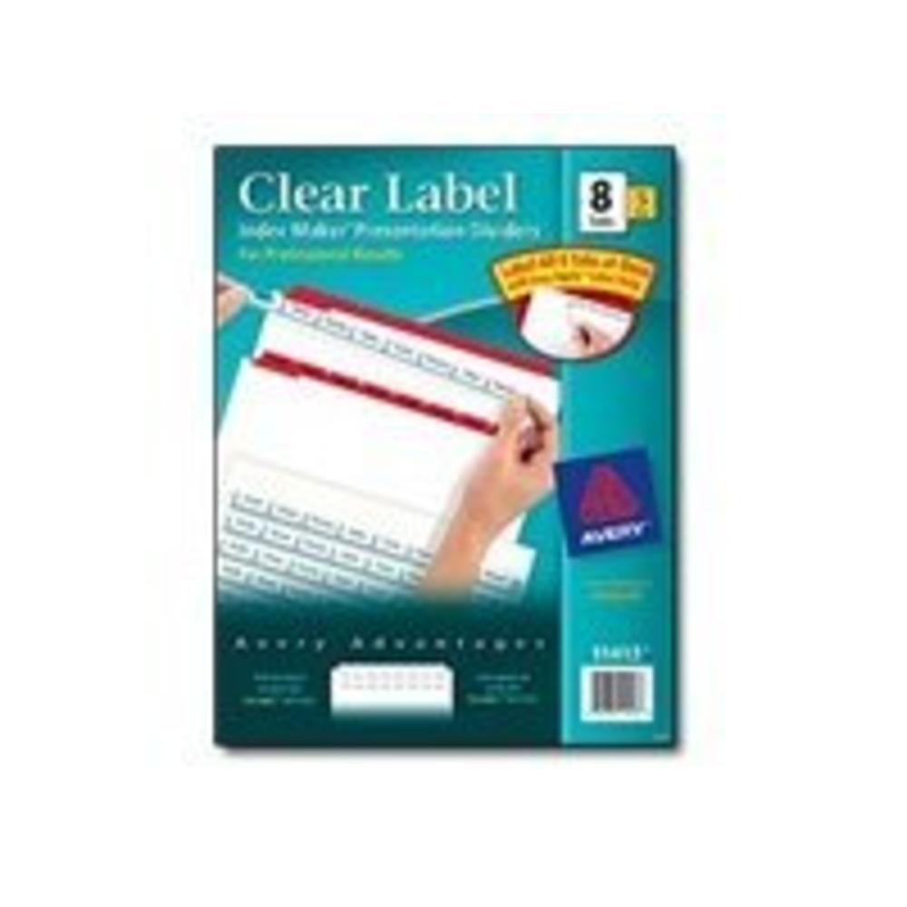 Clear Label Index Dividers, Red, Eight-Tab