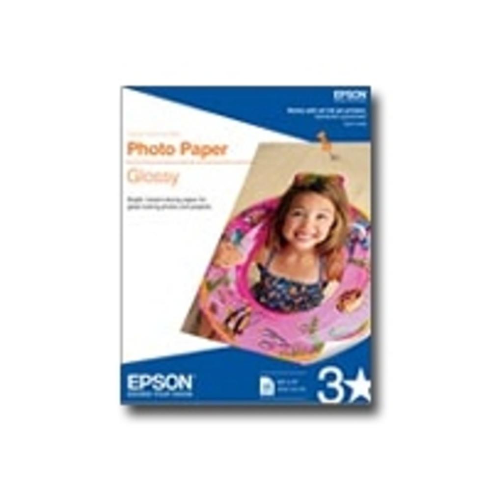 Epson Glossy Photo Paper, 60 lbs., Glossy, 11 x 17, 20 Sheets/Pack