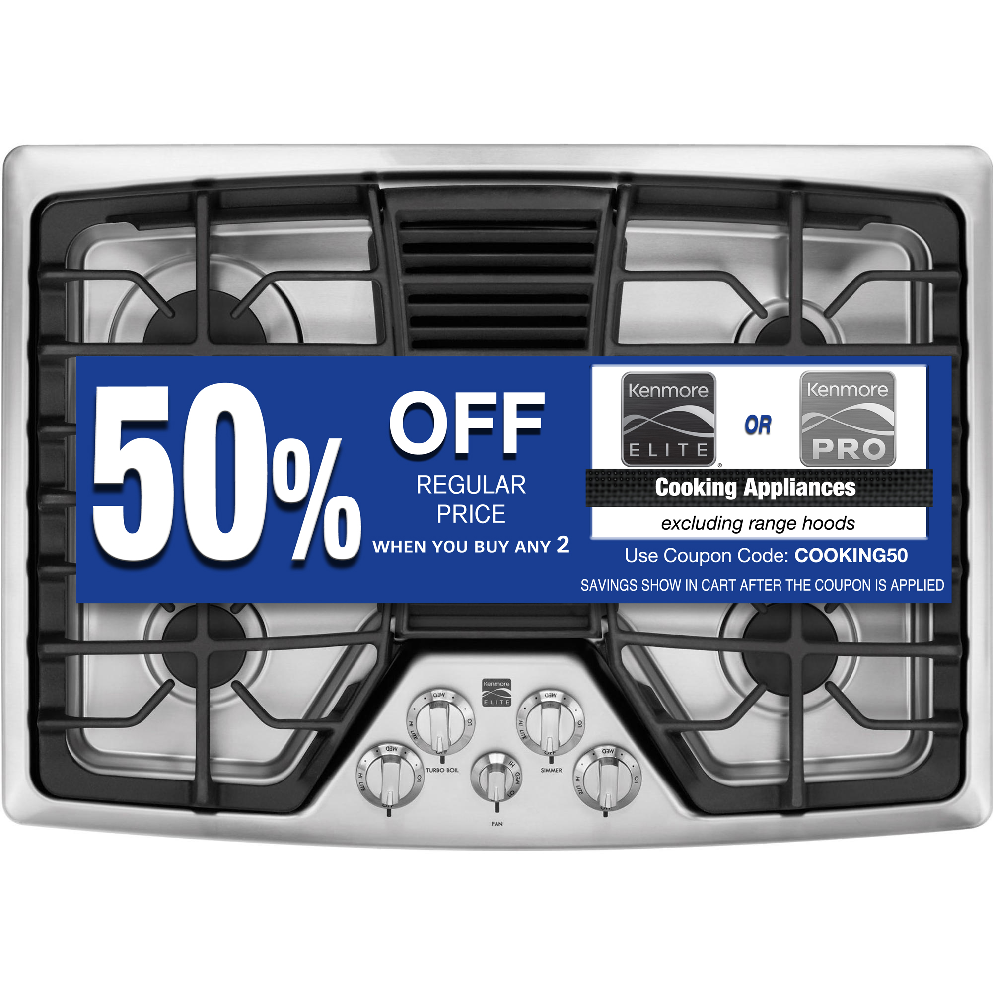 Kenmore Elite 31113 31113 30" Downdraft Gas Cooktop Stainless Steel