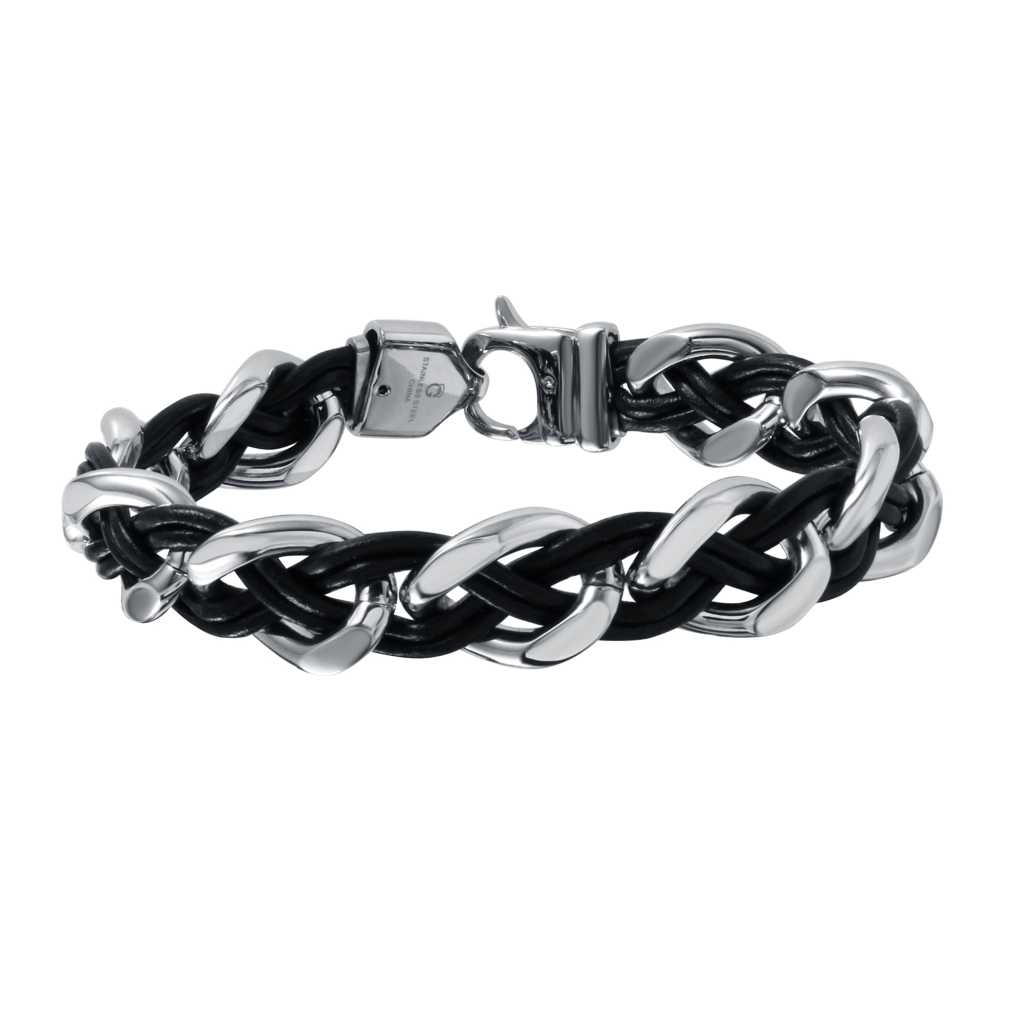 Men's Stainless Steel & Leather Bracelet