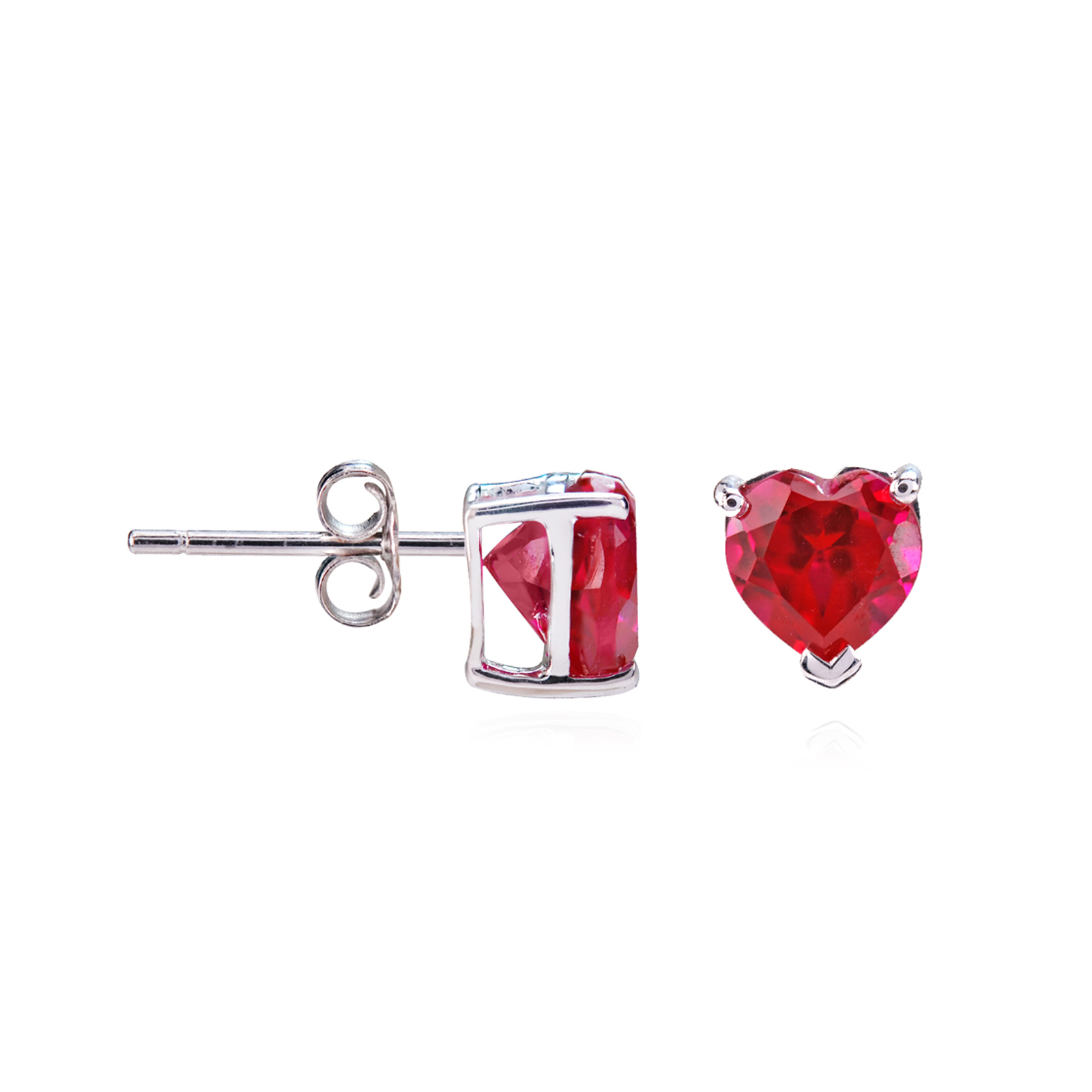 Sterling Silver Heart Shaped Created Ruby (5mm) Stud Earrings Shop