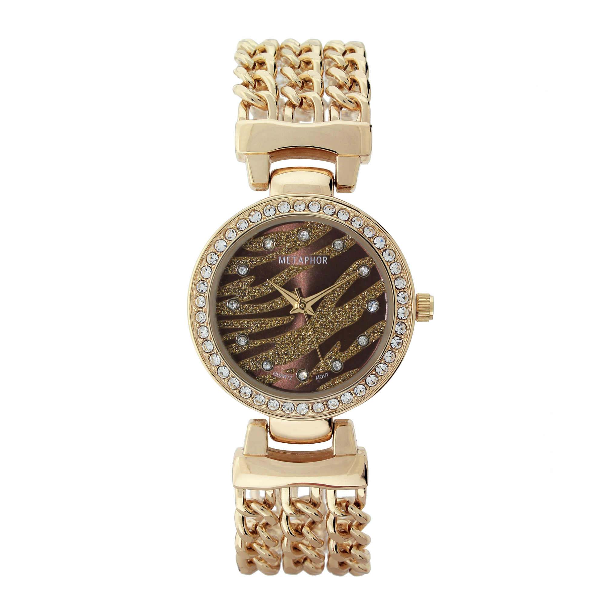 Metaphor Ladies Gold Chain Link Bracelet Watch, Women's