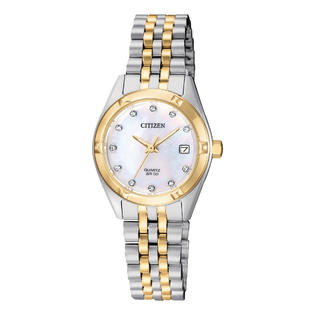 citizen ladies 2 tone diamond watch & necklace set