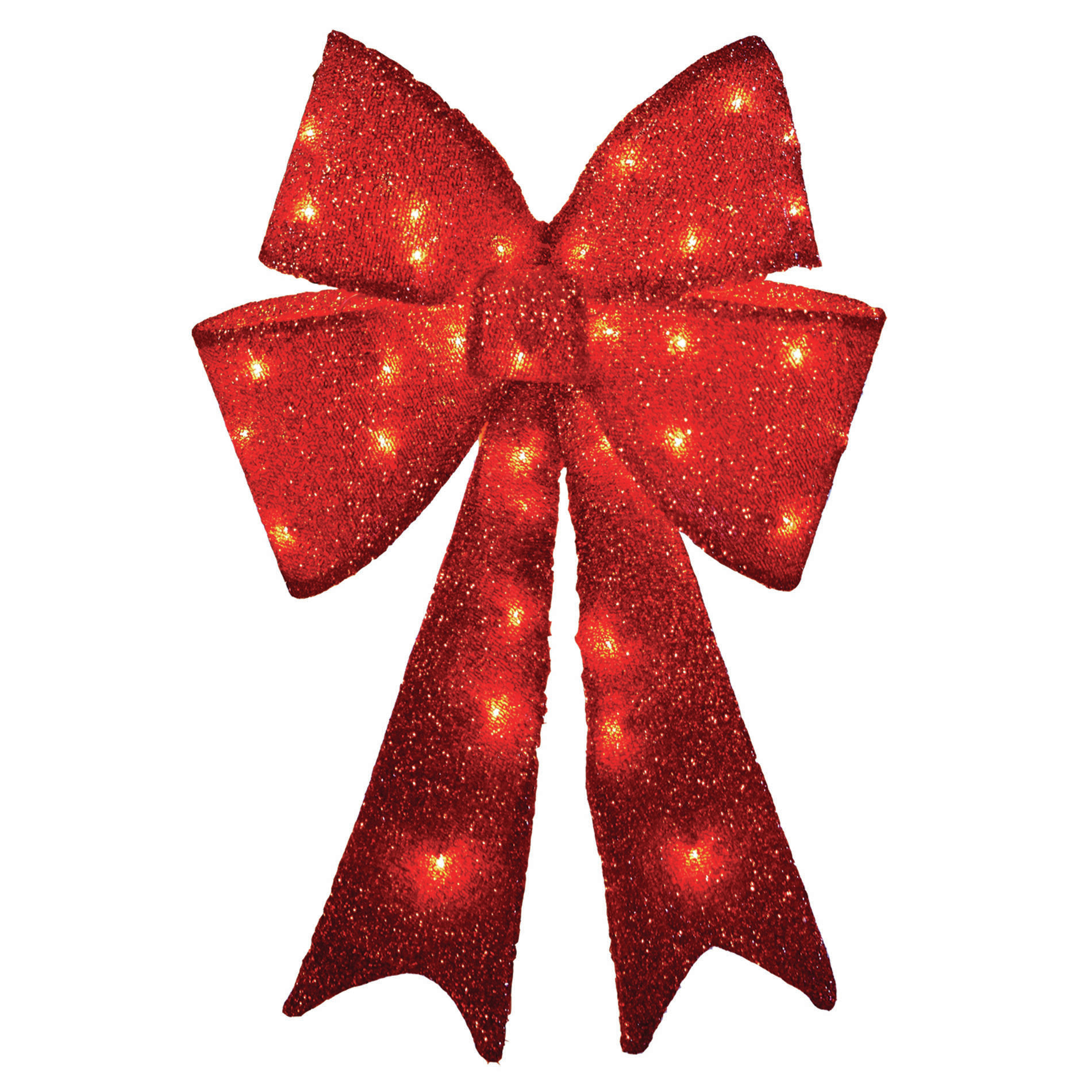 Trimming Traditions 24" Red Tinsel Bow with 35 Clear Lights Shop Your