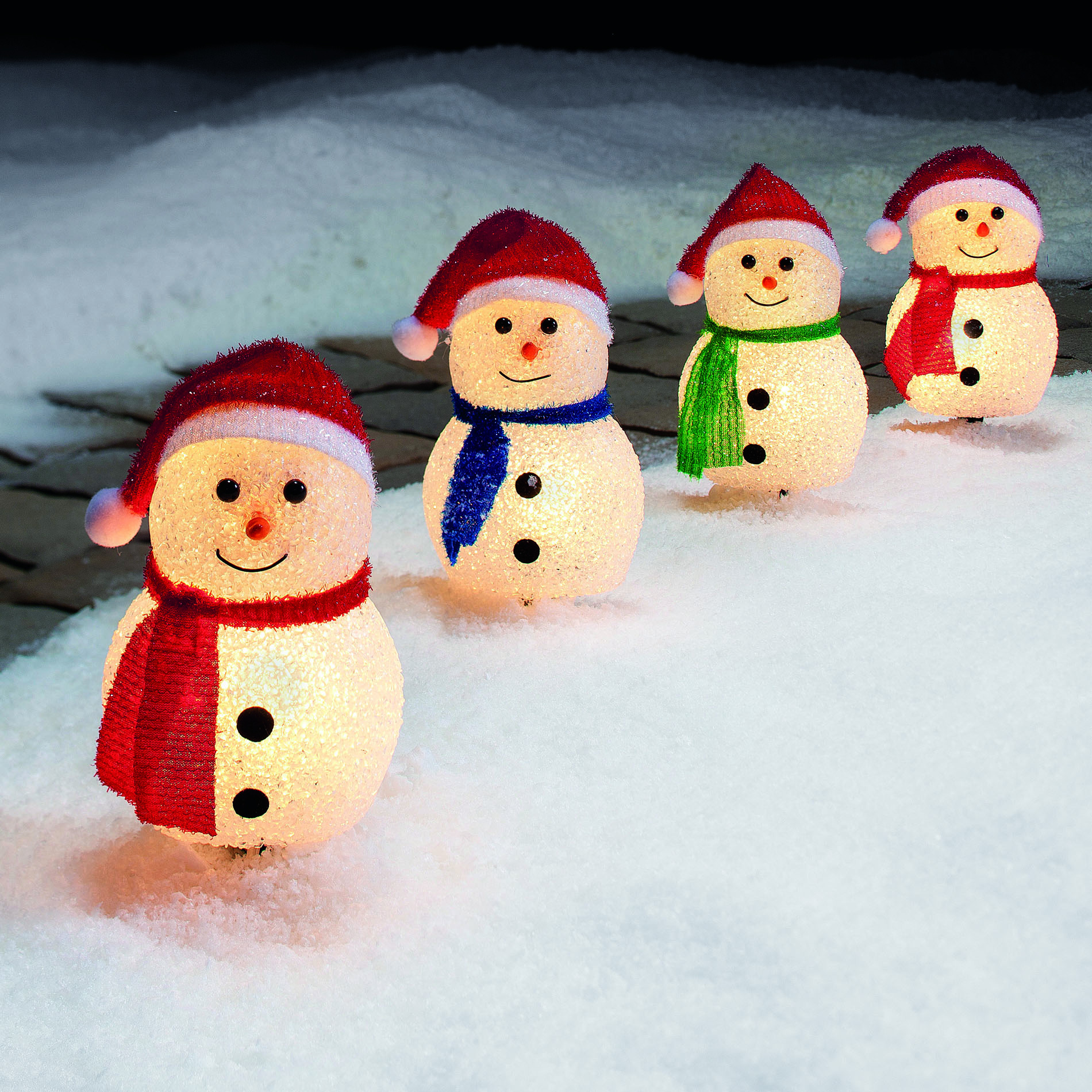 Set of 4 Snowman Pathway Markers christmas outdoor outdoor yard lighted