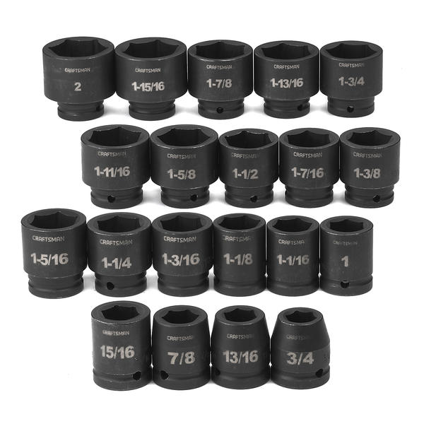 Craftsman 18792 20 Pc Standard Easy To Read Impact Socket Set