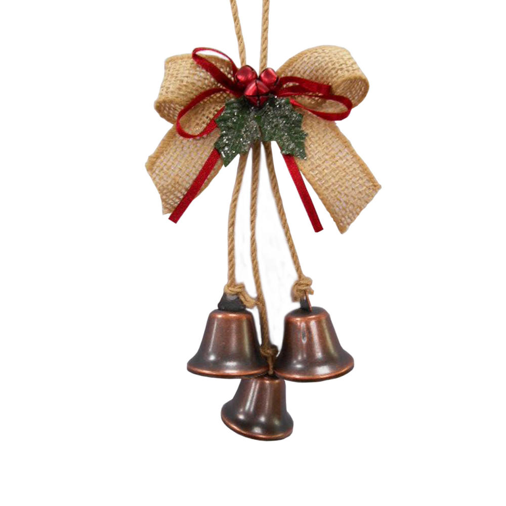 Burlap Bow and Bells Ornament
