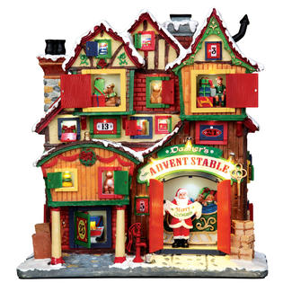 Dasher #39 s Advent Light Up Christmas Village Stable Building Sears
