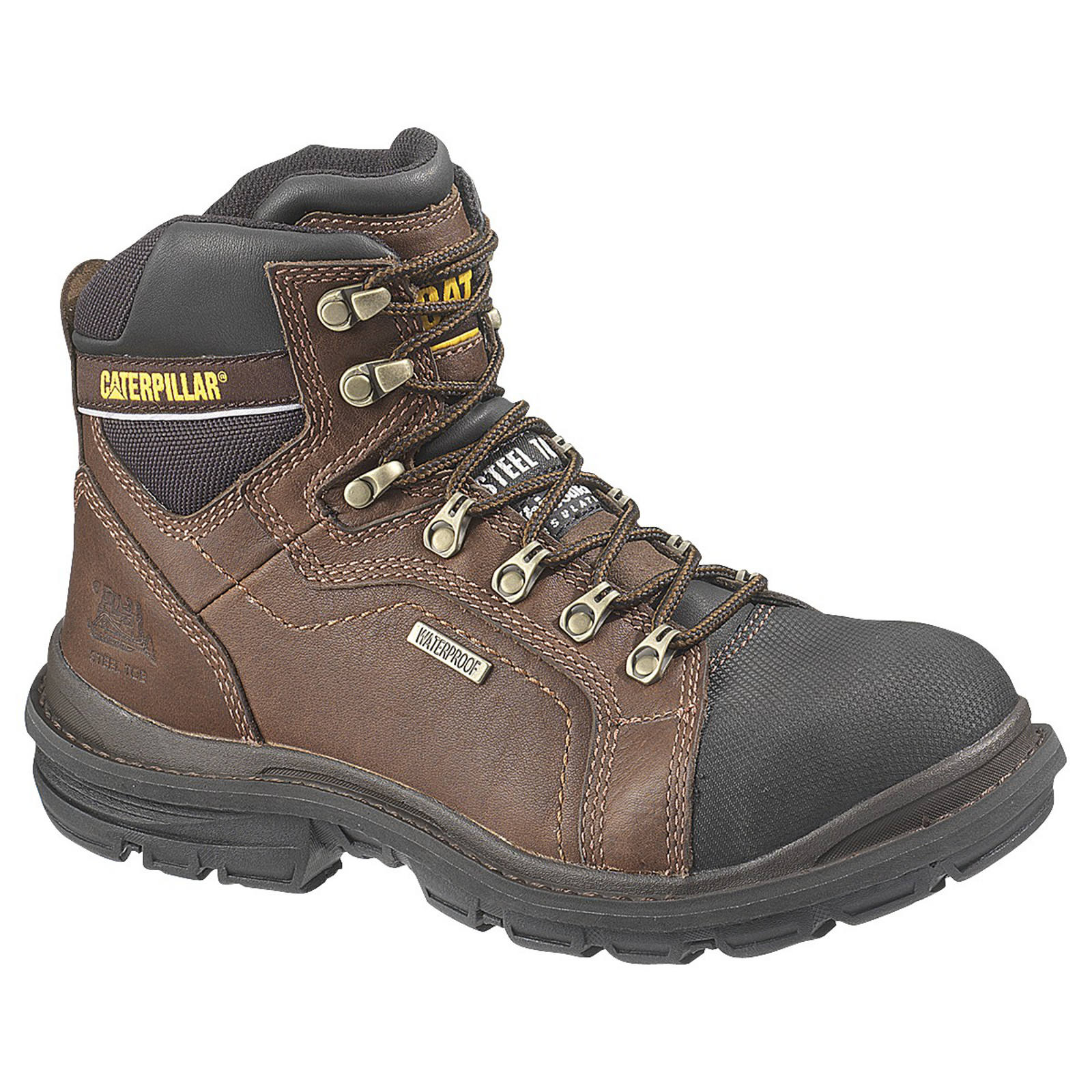 Men's 6" Manifold Brown Leather Waterproof Steel Toe Work Boots #89980