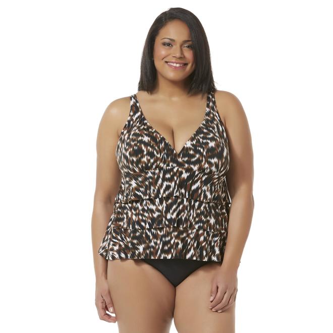 Tropical Escape Women's Plus Tiered OnePiece Swimsuit Abstract Sears
